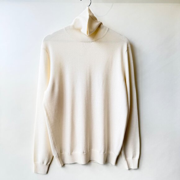 Suitsupply Off-White Merino Wool Turtleneck Sweater Men’s Size L D45 - Picture 4 of 9